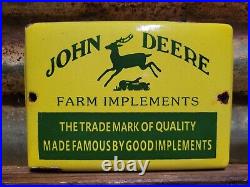 Vintage John Deere Porcelain Sign Farm Implements Tractor Dealer Sales Service