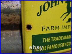 Vintage John Deere Porcelain Sign Farm Implements Tractor Dealer Sales Service