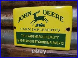 Vintage John Deere Porcelain Sign Farm Implements Tractor Dealer Sales Service