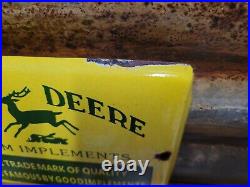 Vintage John Deere Porcelain Sign Farm Implements Tractor Dealer Sales Service