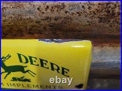 Vintage John Deere Porcelain Sign Farm Implements Tractor Dealer Sales Service