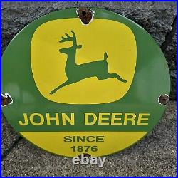 Vintage John Deere Porcelain Sign Farm Tractor Equipment Dealer Sales Service