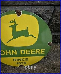 Vintage John Deere Porcelain Sign Farm Tractor Equipment Dealer Sales Service