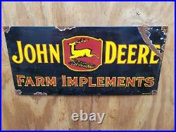 Vintage John Deere Porcelain Sign Gas Farm Signage Tractor Implements Barn Oil