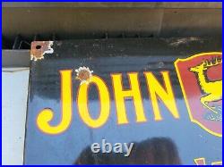 Vintage John Deere Porcelain Sign Gas Farm Signage Tractor Implements Barn Oil