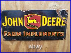 Vintage John Deere Porcelain Sign Gas Farm Signage Tractor Implements Barn Oil