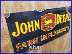 Vintage John Deere Porcelain Sign Gas Farm Signage Tractor Implements Barn Oil