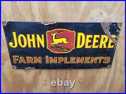 Vintage John Deere Porcelain Sign Gas Farm Signage Tractor Implements Barn Oil