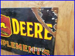 Vintage John Deere Porcelain Sign Gas Farm Signage Tractor Implements Barn Oil