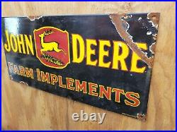 Vintage John Deere Porcelain Sign Gas Farm Signage Tractor Implements Barn Oil