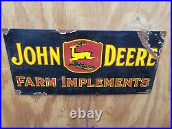 Vintage John Deere Porcelain Sign Gas Farm Signage Tractor Implements Barn Oil