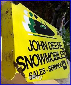 Vintage John Deere Ski Doo Snowmobile Sales Sign. Vintage Snowmobile Flange Sign