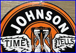 Vintage Johnson Gasoline Porcelain Sign Dealership Gas Station Service Motor Oil