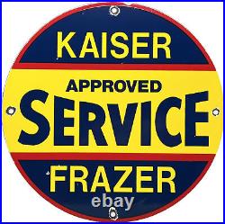 Vintage Kaiser Frazer Porcelain Service Sign Pump Plate Motor Oil Gasoline