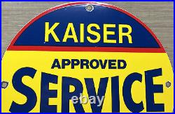 Vintage Kaiser Frazer Porcelain Service Sign Pump Plate Motor Oil Gasoline