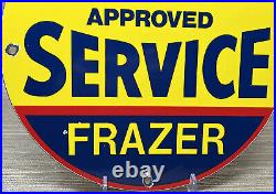 Vintage Kaiser Frazer Porcelain Service Sign Pump Plate Motor Oil Gasoline