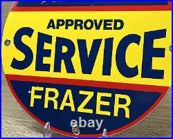 Vintage Kaiser Frazer Porcelain Service Sign Pump Plate Motor Oil Gasoline