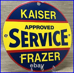 Vintage Kaiser Frazer Porcelain Service Sign Pump Plate Motor Oil Gasoline