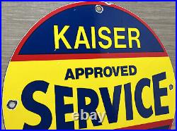 Vintage Kaiser Frazer Porcelain Service Sign Pump Plate Motor Oil Gasoline