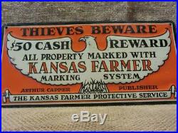 Vintage Kansas Cappers Farm Sign Farming Farmer Antique Old Signs Warning 9964