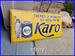 Vintage Karo Corn Products Metal Embossed Sign Farm Dairy Gas Oil Soda Indian