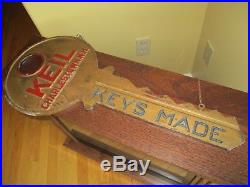 Vintage Keil Charlstowne N. H, Advertising Keys Made Key Shaped Sign