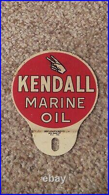 Vintage Kendall Marine Oil Metal License Plate Topper Sign