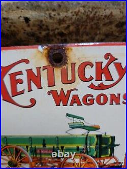 Vintage Kentucky Wagons Porcelain Sign Horse Louisville Carriage Manufacturing