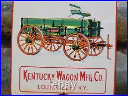 Vintage Kentucky Wagons Porcelain Sign Horse Louisville Carriage Manufacturing