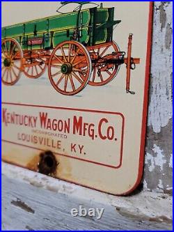 Vintage Kentucky Wagons Porcelain Sign Horse Louisville Carriage Manufacturing