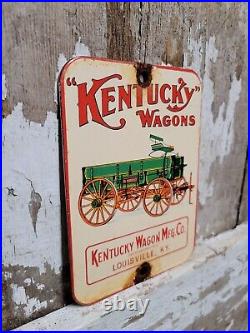 Vintage Kentucky Wagons Porcelain Sign Horse Louisville Carriage Manufacturing