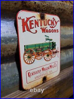 Vintage Kentucky Wagons Porcelain Sign Horse Louisville Carriage Manufacturing