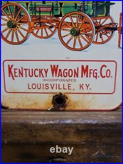 Vintage Kentucky Wagons Porcelain Sign Horse Louisville Carriage Manufacturing