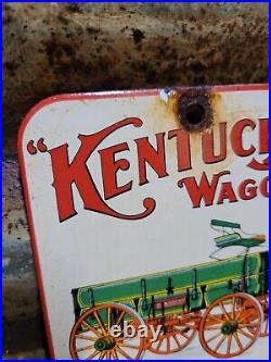 Vintage Kentucky Wagons Porcelain Sign Horse Louisville Carriage Manufacturing