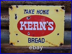 Vintage Kerns Bread Porcelain Sign Old Bakery Food Store Advertising Gen Store