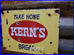 Vintage Kerns Bread Porcelain Sign Old Bakery Food Store Advertising Gen Store