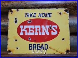 Vintage Kerns Bread Porcelain Sign Old Bakery Food Store Advertising Gen Store