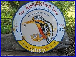 Vintage King Fisher Line Fishing & Tackle Porcelain Trout Sign 12