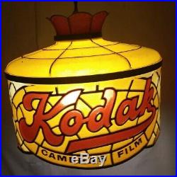 Vintage Kodak Camera Film Store Counter Hanging Stained Glass Light Lamp Sign