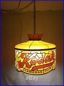 Vintage Kodak Camera Film Store Counter Hanging Stained Glass Light Lamp Sign