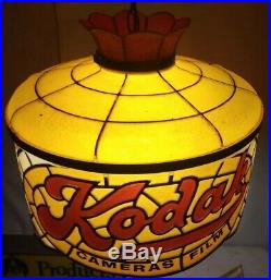 Vintage Kodak Camera Film Store Counter Hanging Stained Glass Light Lamp Sign