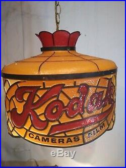 Vintage Kodak Camera Film Store Counter Hanging Stained Glass Light Lamp Sign