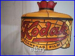 Vintage Kodak Camera Film Store Counter Hanging Stained Glass Light Lamp Sign