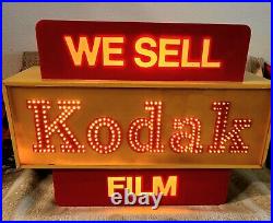 Vintage Kodak Sign Light up Store Display Advertis 1960 RARE & EXCELLANT COND