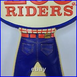 Vintage LEE RIDERS JEANS Advertising Store SIGN Bow Legged COWBOY Bucking Bronc