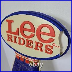 Vintage LEE RIDERS JEANS Advertising Store SIGN Bow Legged COWBOY Bucking Bronc