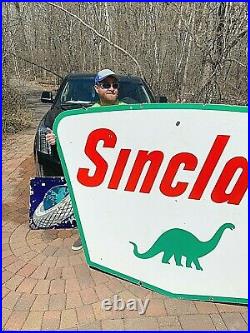 Vintage LG 7Ft Porcelain Sinclair Oil Gas Gasoline Sign Service Station With Dino