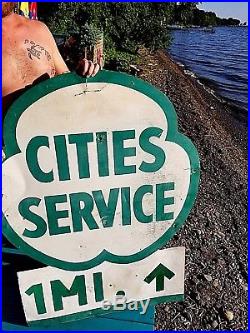 Vintage LG Cities Service Motor Oil Gasoline Gas Oil Metal Sign 51inX40in