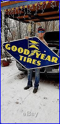 Vintage LG Porcelain Goodyear Tire Display Sign Gas Oil Gasoline Service Station