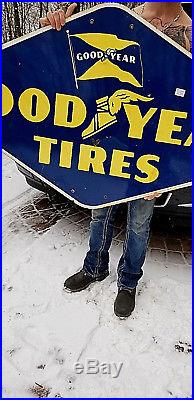 Vintage LG Porcelain Goodyear Tire Display Sign Gas Oil Gasoline Service Station